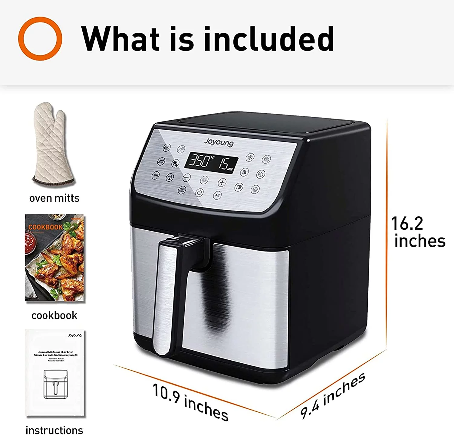 Air Fryer 5.8QT Detachable Double Basket Air Fryers 1700W 13-in-1 Presets Airfryer One Touch LED Touchscreen Air Fryer Toaster Oven with Recipe