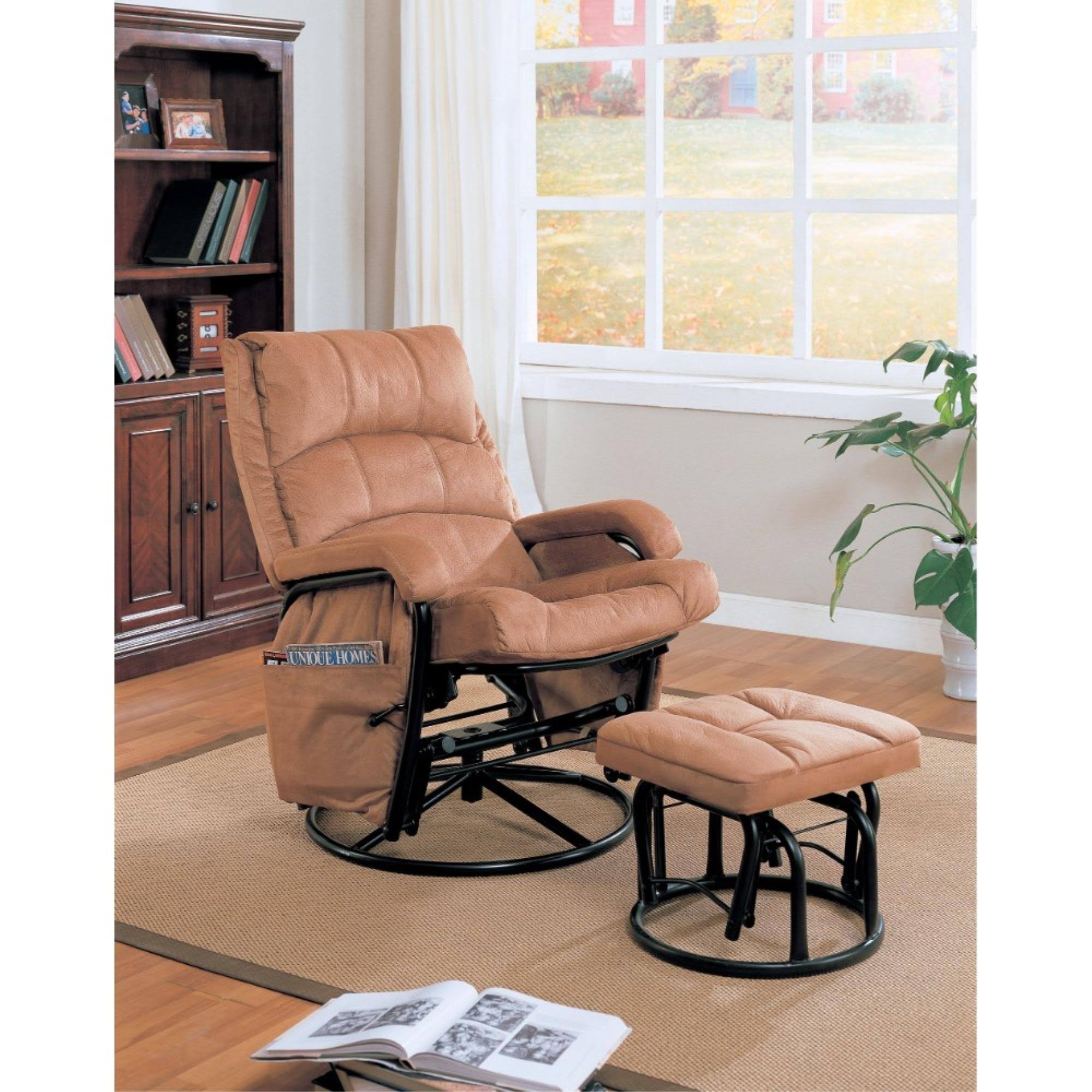 Benzara - Relaxing Glider Chair with Ottoman, Brown