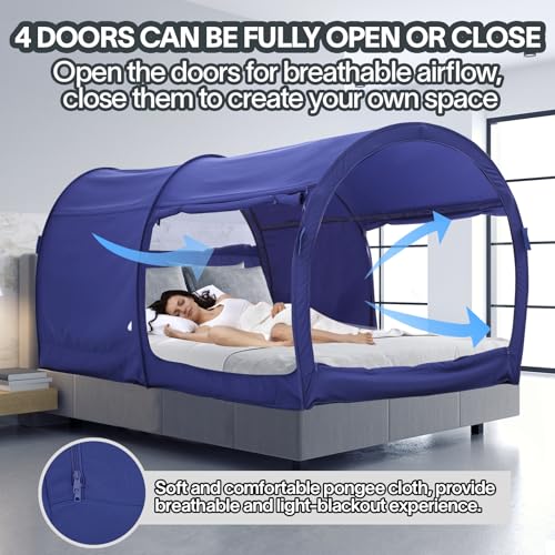 Bed Tent Dream Tents Bed Canopy Shelter Cabin Indoor Privacy Warm Breathable Pop Up Twin Size for Kids and Adult Patent Pending(Mattress Not Included)