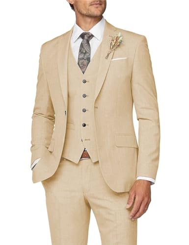 Wangyue Mens Suit 3 Piece Slim Fit Suit for Men Formal Business Suit Wedding Groom Prom Tuxedo Dinner Party