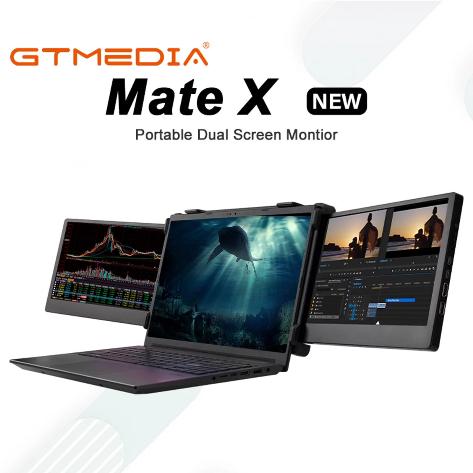 GTMEDIA Mate X 11.6-inch Portable Dual Screen Monitor for Laptop Full IPS 1080P Display Plug and Play