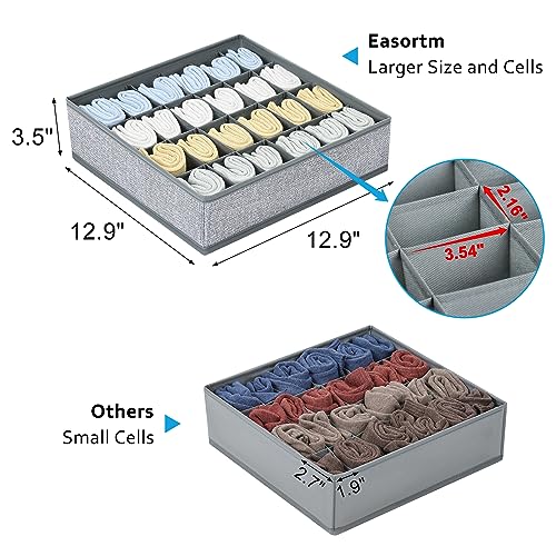 Sock Organizer 4 Pack, Large Sock Drawer Organizer Divider, Underwear Storage 24 Cell Closet Organizers and Storage for Wardrobes, Drawers. (Beige)