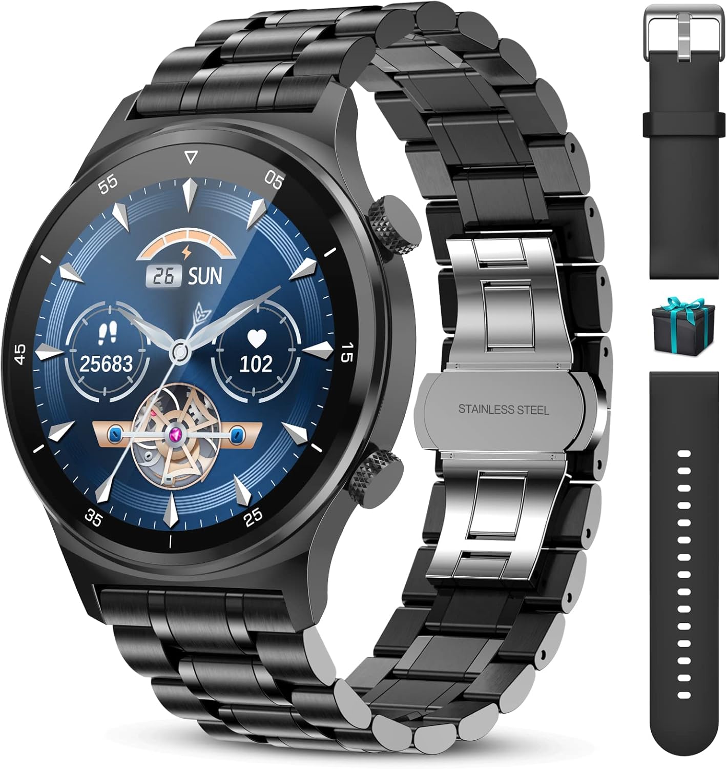 SIEMORL Smartwatch for Men for Android and iOS Phones,Fitness Tracker IP67 Waterproof Smartwatch with Heart Rate Sleep Monitor,Activity Tracker Pedometer Message Notification Call Smartwatch