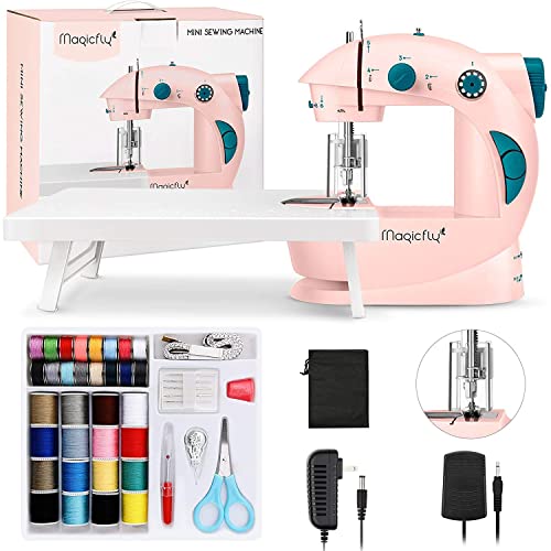 Magicfly Mini Sewing Machine for Beginner, Dual Speed Portable Machine with Extension Table, Light, Sewing Kit for Household, Travel