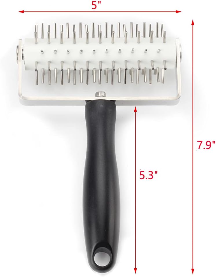 AMPSEVEN Pizza Dough Docker Roller - Professional Stainless Steel Pastry Docker Roller with Spike for Homemade Baking Cake crackers Pie Hole Maker,Prevent Dough from Blistering