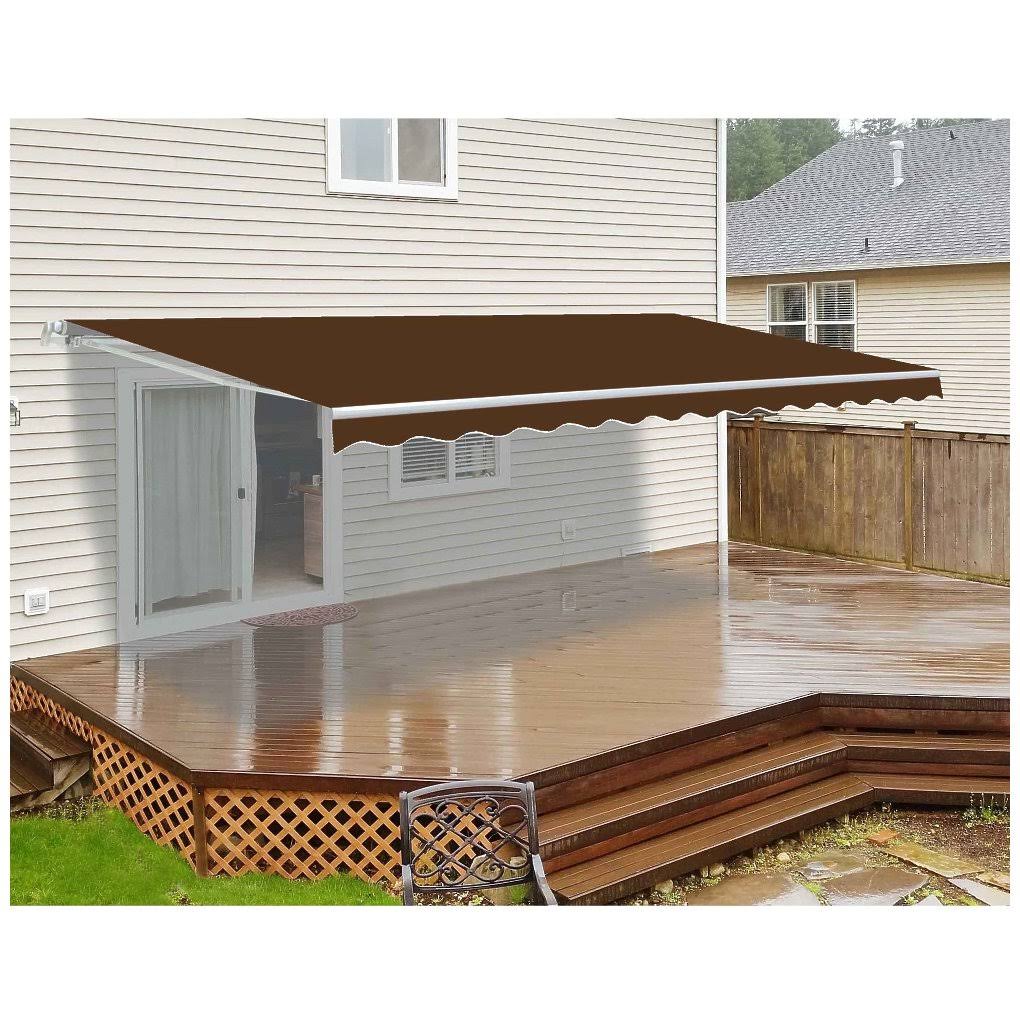 Aleko 13&x10& Motorized Retractable Patio Awning, Brown Color