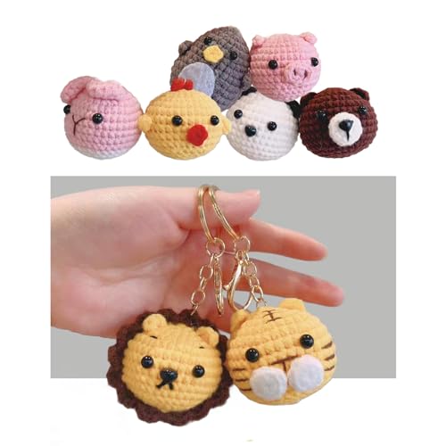 Wobbles Crochet Animal kit-Crochet kit for Beginners-Crochet Kit with Step-by-Step Video Tutorials, Learn to Crochet Kits for Adults and Kids, DIY Knitting Supplies, 8 Packs Animals Family(40%+ Yarn)