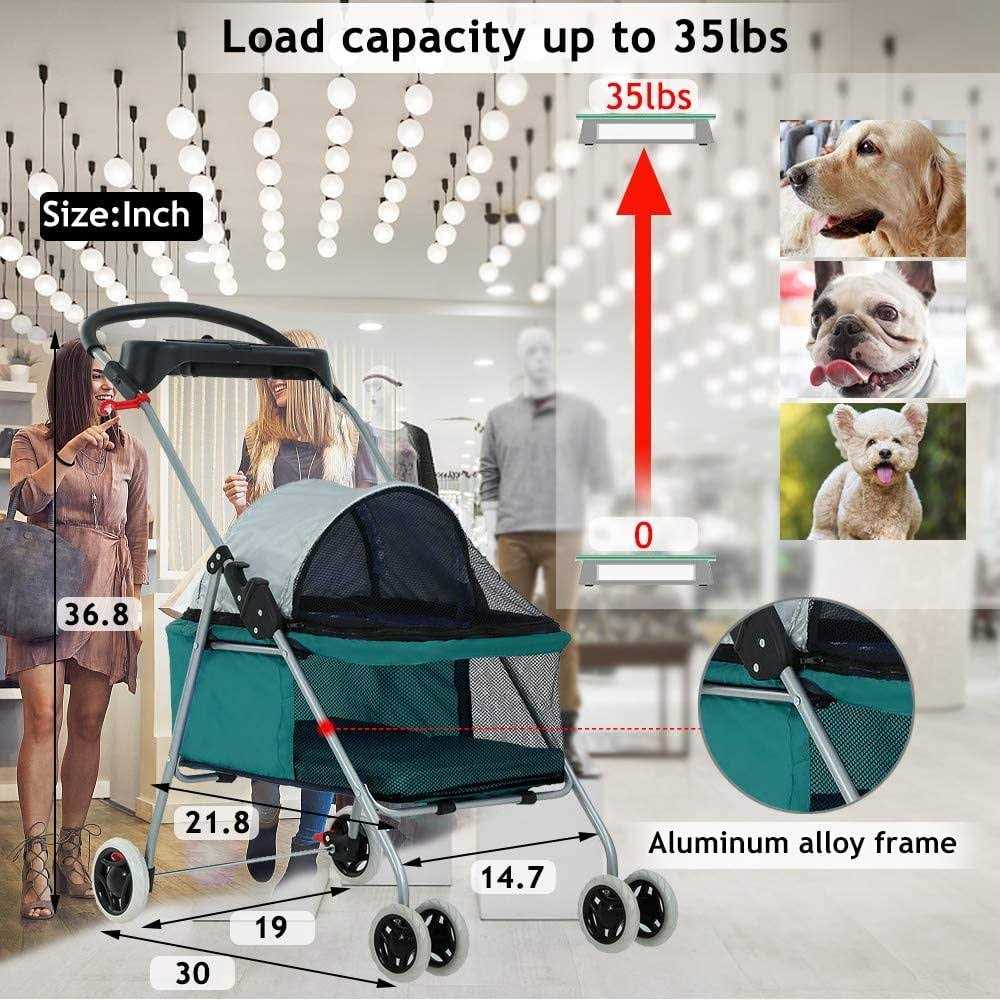 Dkeli Dog Stroller Folding Cat Stroller Pet Strollers for Small Dogs & Cats with Cup Holder - Pet Supplies online store