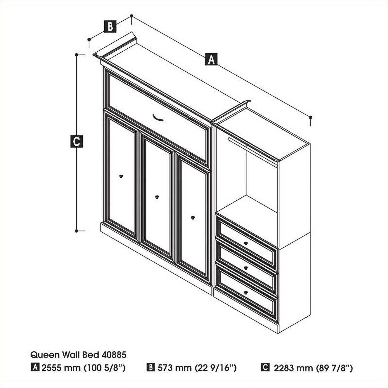 Atlin Designs Wood Queen Murphy Bed and Organizer with Drawers in White