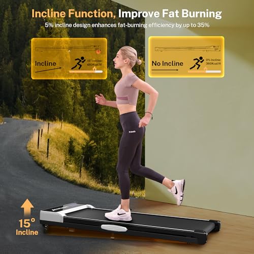 Walking Pad Treadmill with Incline, Under Desk Treadmills, Portable Treadmill for Home Office, Walking Pad 4 in 1 Treadmill for Walking Running, 2.5HP Compact Treadmill with Remote Control