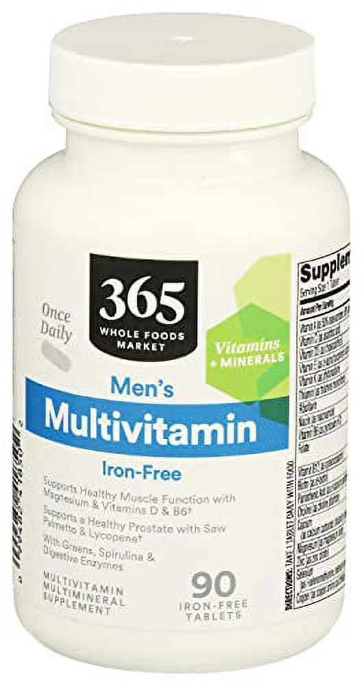 365 by Whole Foods Market, Supplements - Multivitamins, Men's - Iron Free (Tablets), 90 Count