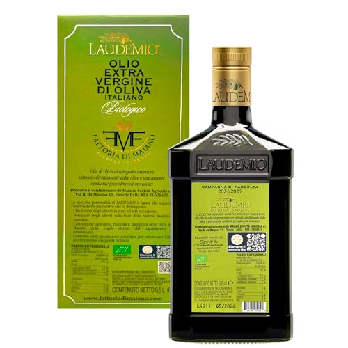 Sanniti Laudemio Organic Extra Virgin Olive Oil Fattoria di Maiano, Gold Award Winner at NYIOOC World Olive Oil Competition, 16.9 oz