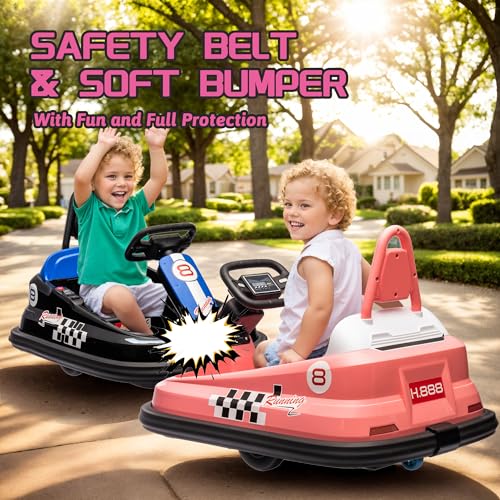 Bumper Car for Toddlers 1-4 with Remote Control, 6V Electric Ride on Car for Kids, 3 Speed Electric Car Toys with 360° Spin, Music Play, Lights (Black)