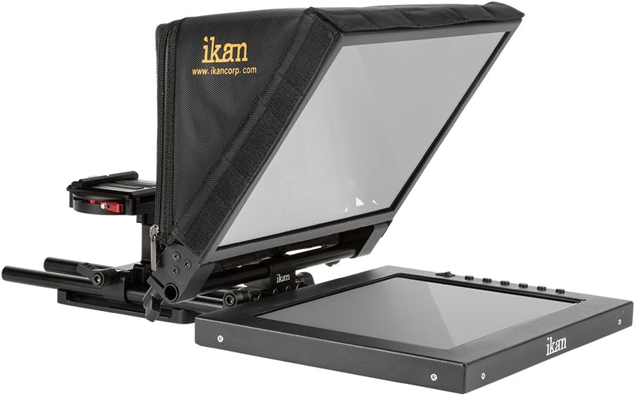 Ikan 12-inch Portable Teleprompter Kit, Adjustable Glass Frame, Easy to Assemble, Extreme Clarity (PT1200) - Black