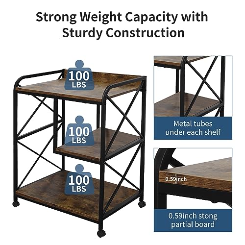 Printer Stand, Printer Table with Storage for Home Office, 23 x 18 Inch Large Printer Stand with Storage Power Outlet USB Port, Printer Cart, PC Tower Stand, Home Printer Stand, Black