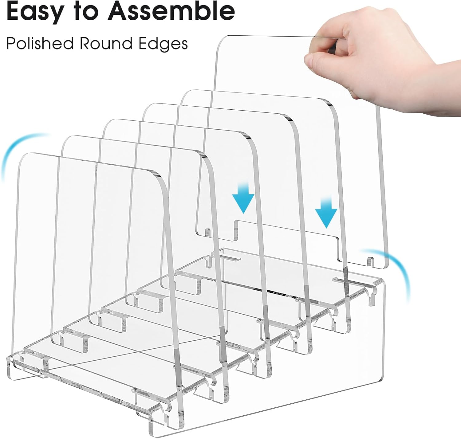 MaxGear Desk File Organizer, 5-Section Vertical File Folder Holder Stand Incline File Organizer, Acrylic File Folder for Desk, File Organizer Sorter Rack Document for Office School Home, Clear