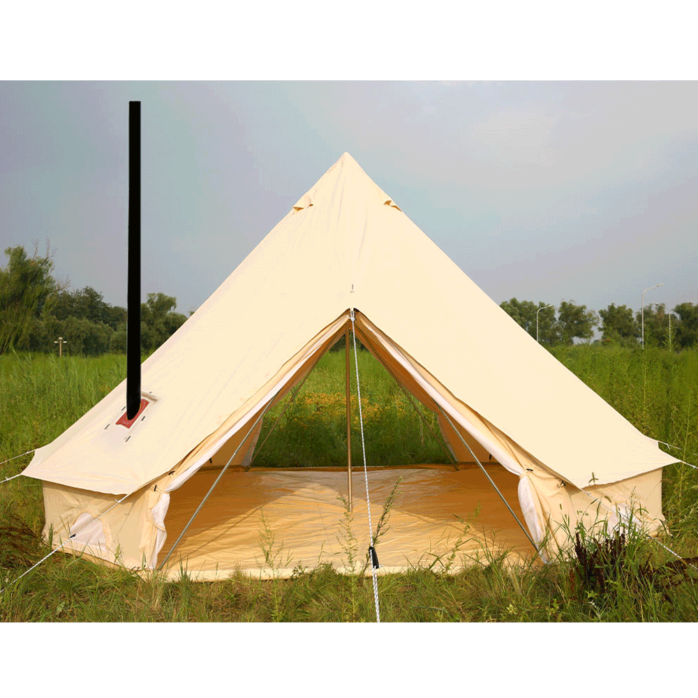 UNISTRENGH 6M Double Door Bell Tent Waterproof Cotton Canvas Glamping Tent Yurt for Wedding