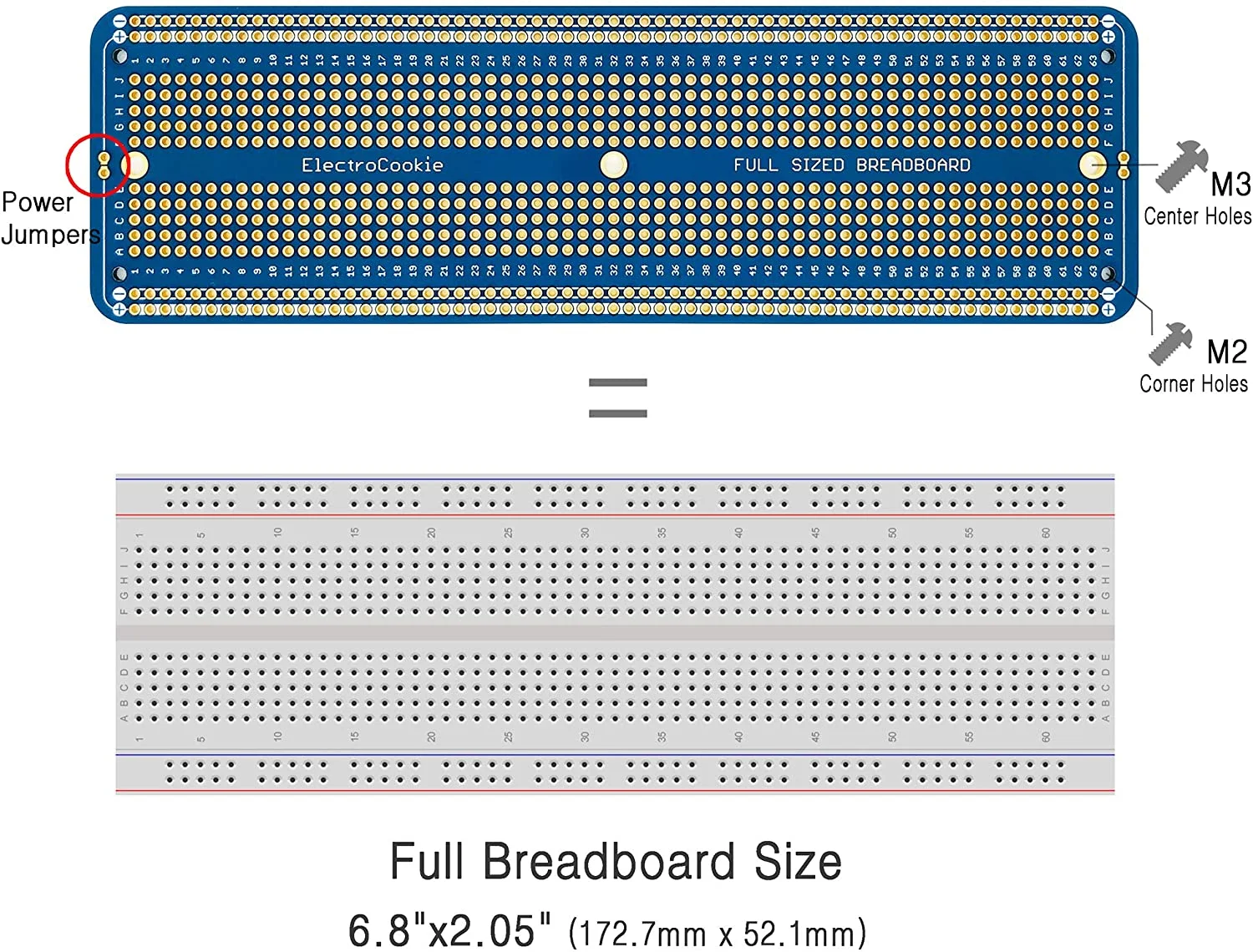 ElectroCookie Solderable Breadboard Large PCB Board for Electronics Projects Compatible for DIY Arduino Soldering