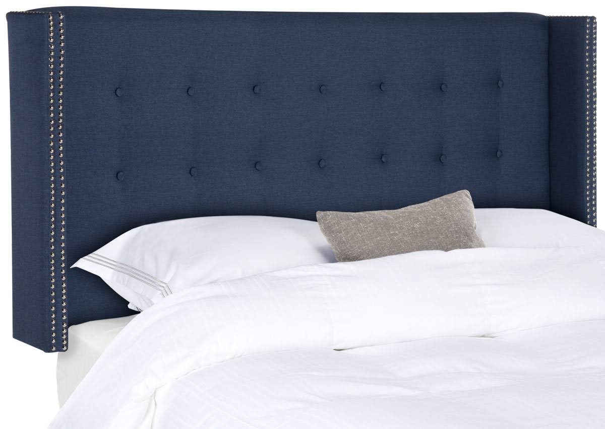 Safavieh Keegan Linen Tufted Winged Headboard - Navy - Queen