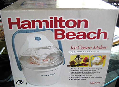 Hamilton Beach 68220 1.5-Quart Capacity Ice Cream Maker, White