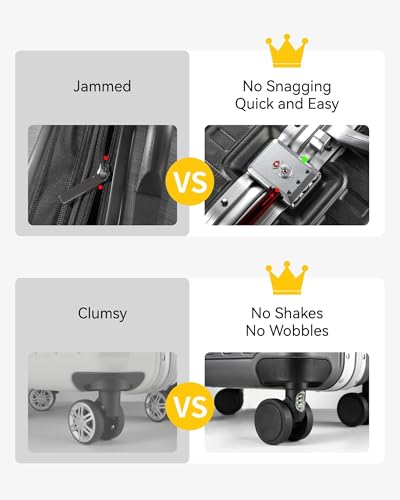 LUGGEX Aluminum Frame Luggage with Spinner Wheels, Zipperless Polycarbonate Hard Shell Carry On Luggage, 20 Inch Suitcases, Charcoal Metallic