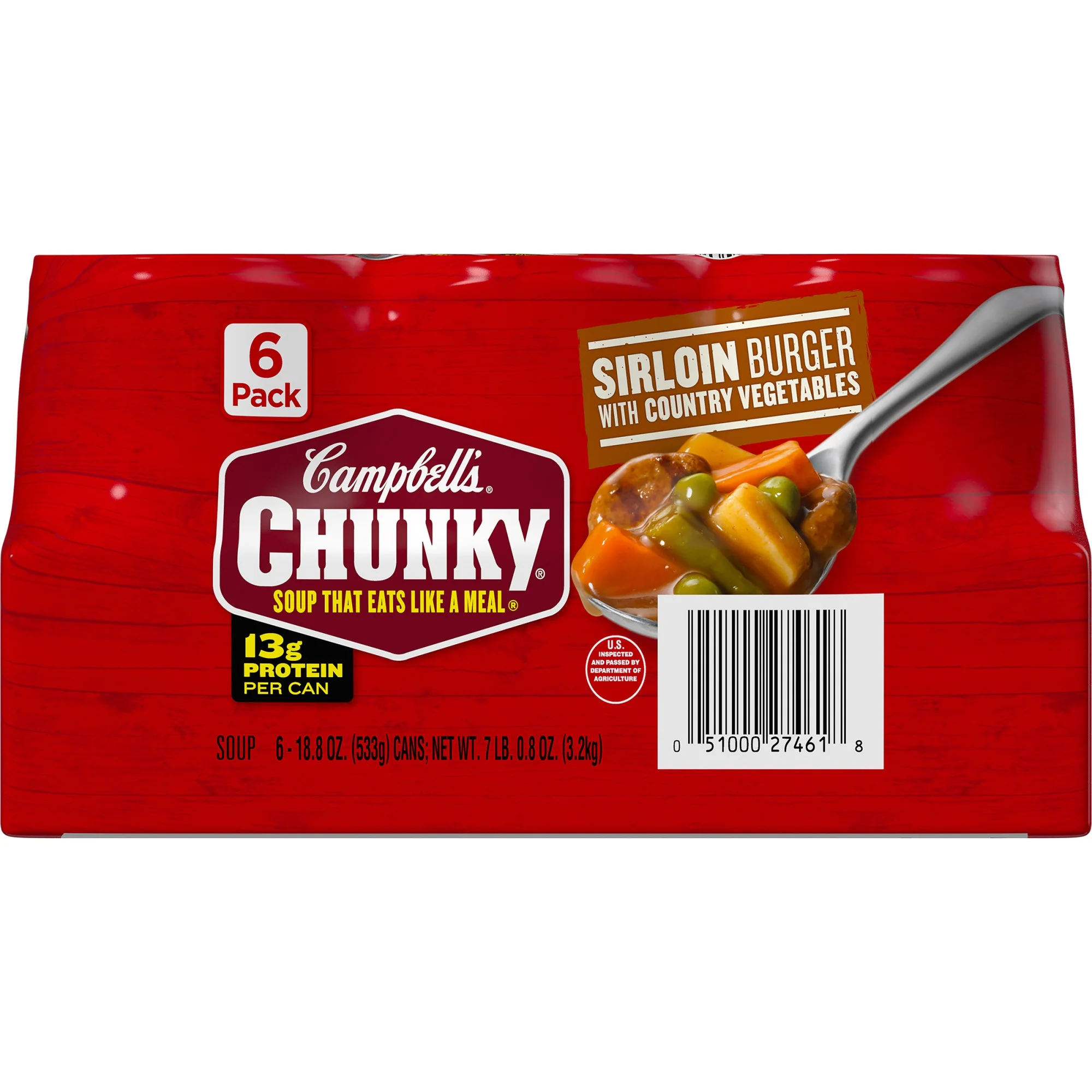 6 Pack Campbell’s Chunky Country Vegetable Beef Soup, 18.8 oz Can