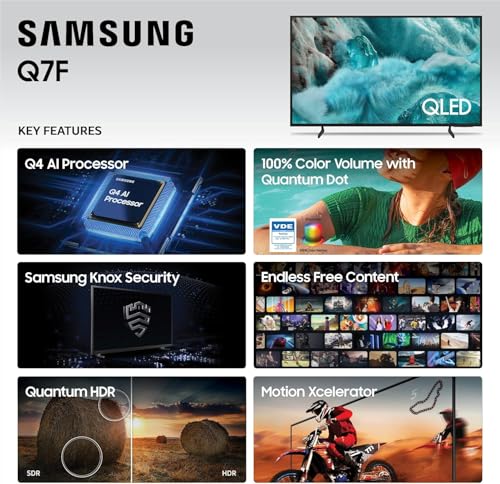 Samsung 43-Inch Q7F Series QLED 4K UHD Smart TV &ndash; HDR10+, Alexa Build-in, Bluetooth w/ 12 Month CPS Protection Plan, AUX HDMI Cable, Streaming Bundle