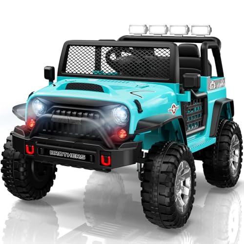 L8 2 Seater Ride On Car, 12V Kids Electric Car w/Remote Control, 4-Wheel Suspension, Bluetooth Speaker, Multi Music Modes, 3 Speeds, LED Lights, Xmas & Birthday Gift Ideas for Kids Ages 3+
