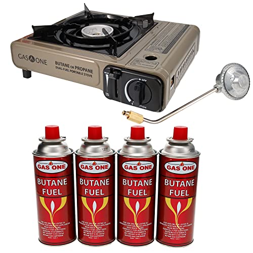 Gas One GS-3400P Propane or Butane Stove Dual Fuel Stove Portable Camping Stove - Patented - with Carrying Case Great for Emergency Preparedness Kit - Radiant Selections