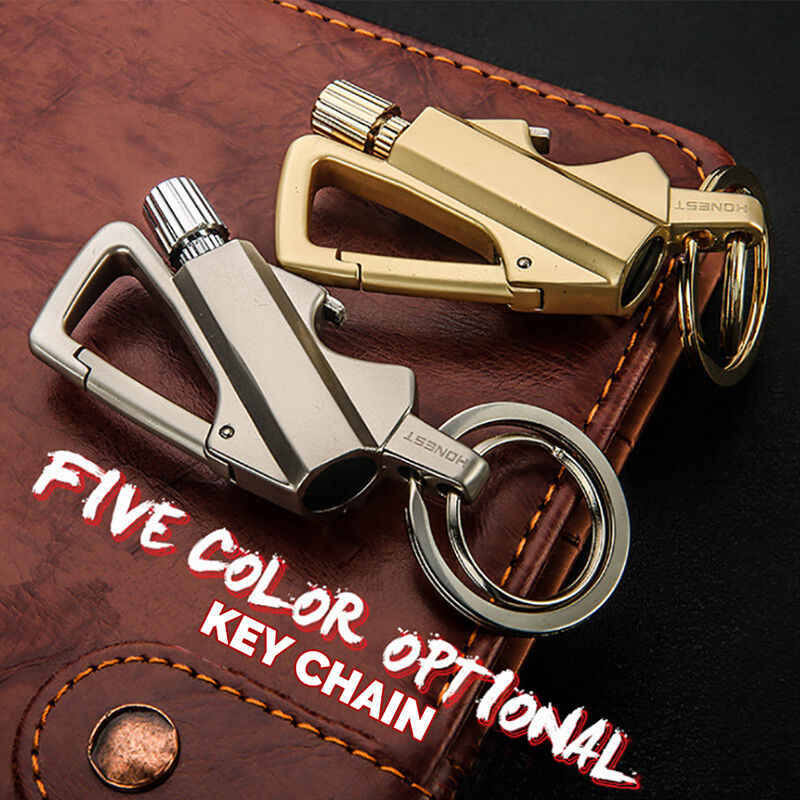 Lighter Metal Carabiner Bottle Opener Keychain Flint Fire Starter Permanent