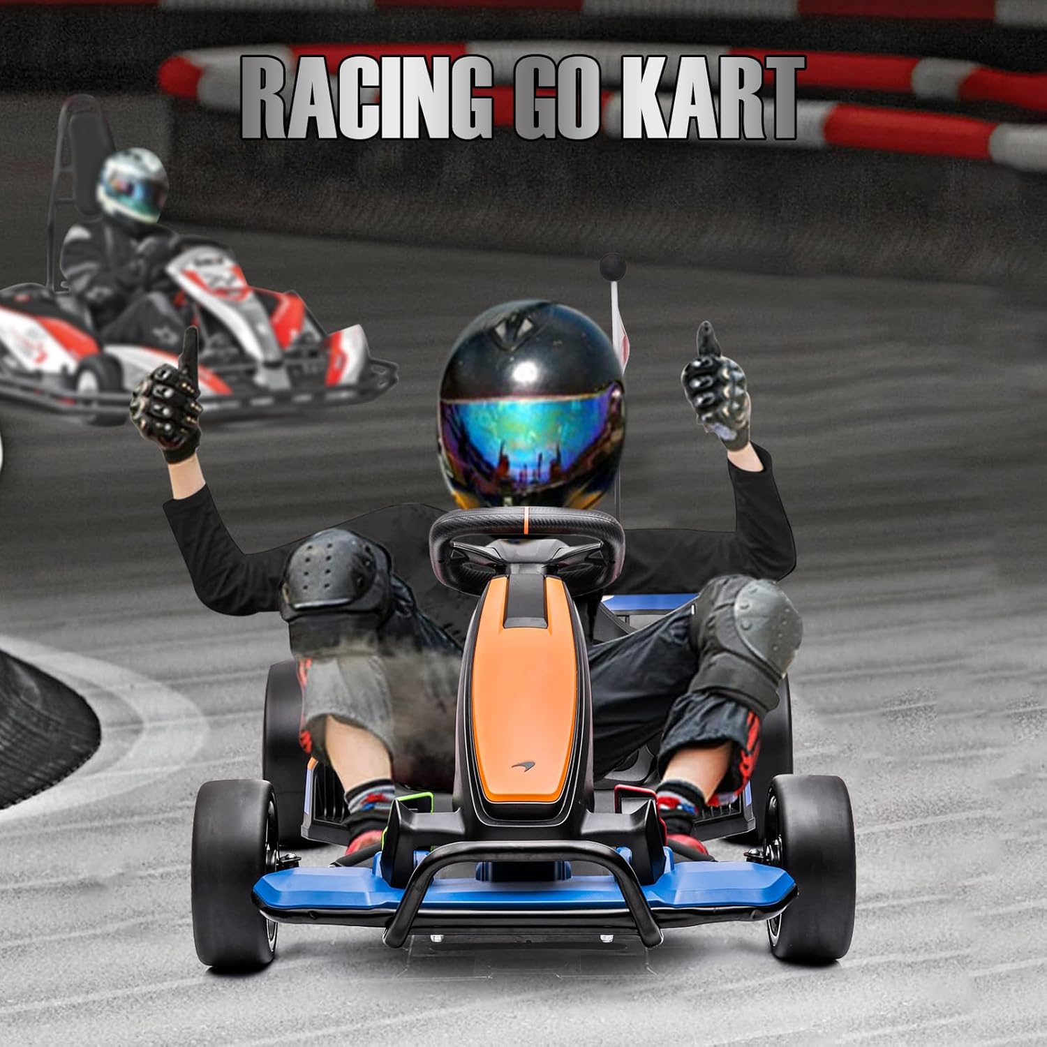 24V Electric Go Kart for Kids, Hetoy Licensed McLaren Drift Racing Go Kart w/Drift Race Pedal, 10AH Large Battery, 2×120W Powerful Motor, Damping System, Racing Flag, Go Kart for Big Kids Age 6+