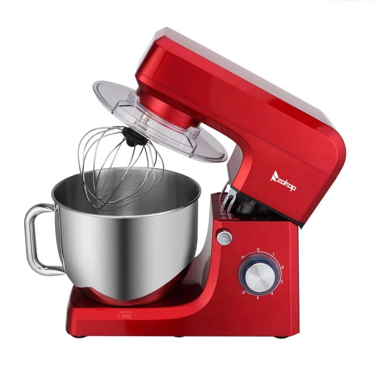 Electric Stand Mixer, 7.5Qt Stainless Bowl, 6 Speeds, Tilt-Head, Dough Hook, Whisk and Flat Beater, Splash Guard, 660 Watts&nbsp;- Red