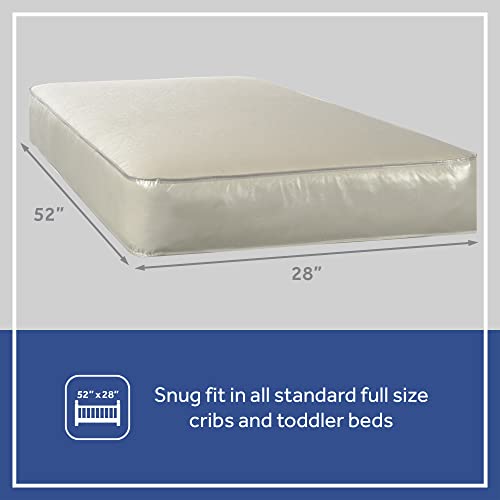 Sealy Baby Firm Rest Antibacterial Breathable Crib Mattress, Made in USA, GREENGUARD Gold Certified, 204 Steel Coils, 2 Stage, Toddler Bed Fit, Waterproof, Non Toxic, Safety & Quality Tested, 52x28