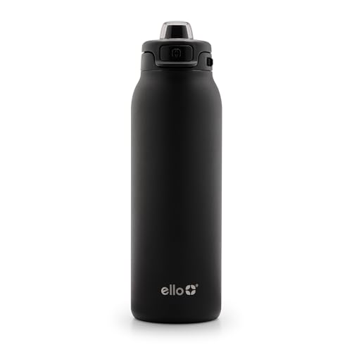 Ello Pop & Fill Stainless Steel Water Bottle with Quick Fill Technology, Double Walled Vacuum Insulated Metal, Leak Proof Locking Lid, Sip & Chug, BPA Free, Holiday Gift for Him Her, 22oz, 32oz, 40oz