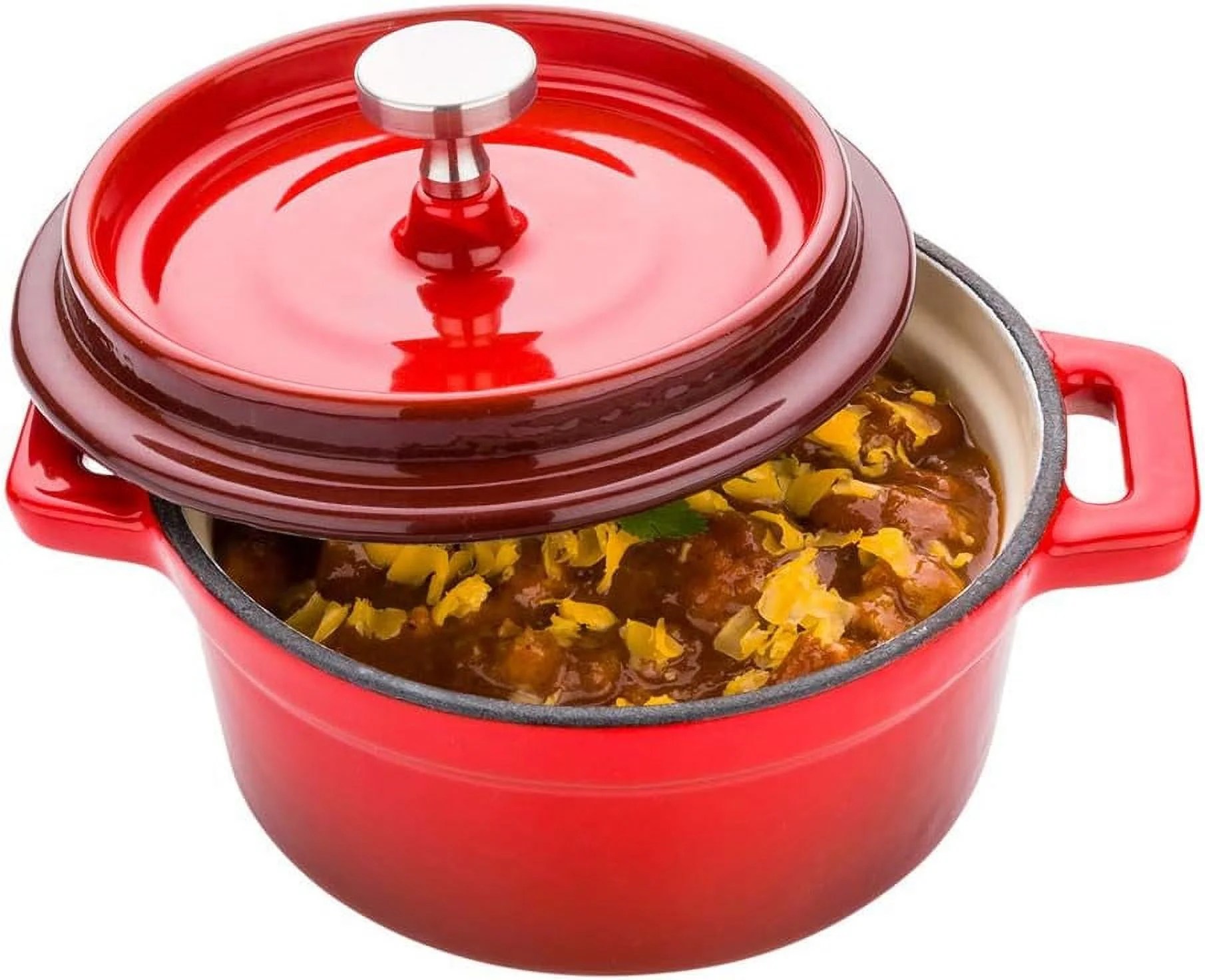 8 Ounce Mini Casserole Dish, 1 Mini Dutch Oven With Lid - Enameled, Round, Red Cast Iron Mini Cocotte, Heavy-Duty, For Baking, Braising, Or Roasting