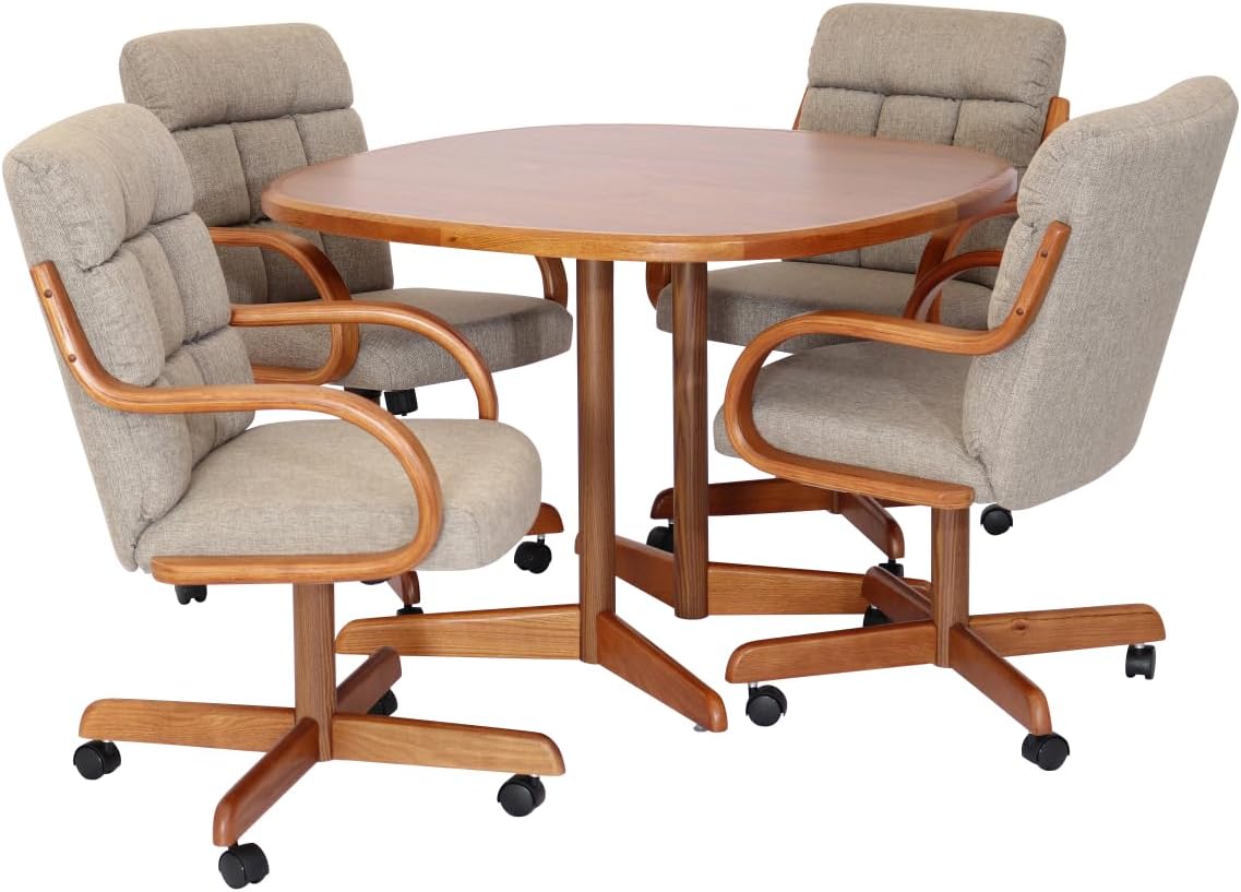 Caster Chair Company 5-Piece 42x42 Caster Dining Set Laminate Table Top & Toast Caster Chairs