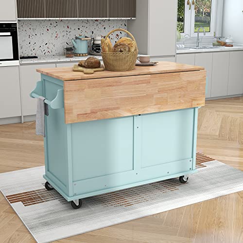 Kitchen Island Cart on Wheels，Rolling Kitchen Island with Drawers and Storage Cabinet (Black)