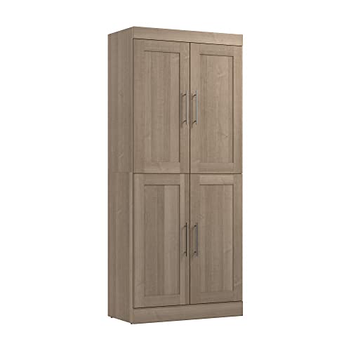 Bestar Pur Wardrobe Organizer, Storage Cabinet for Walk-in Closet, Bedroom, Mudroom, Entryway, Kitchen Pantry, or Garage, 36W, Ash Gray