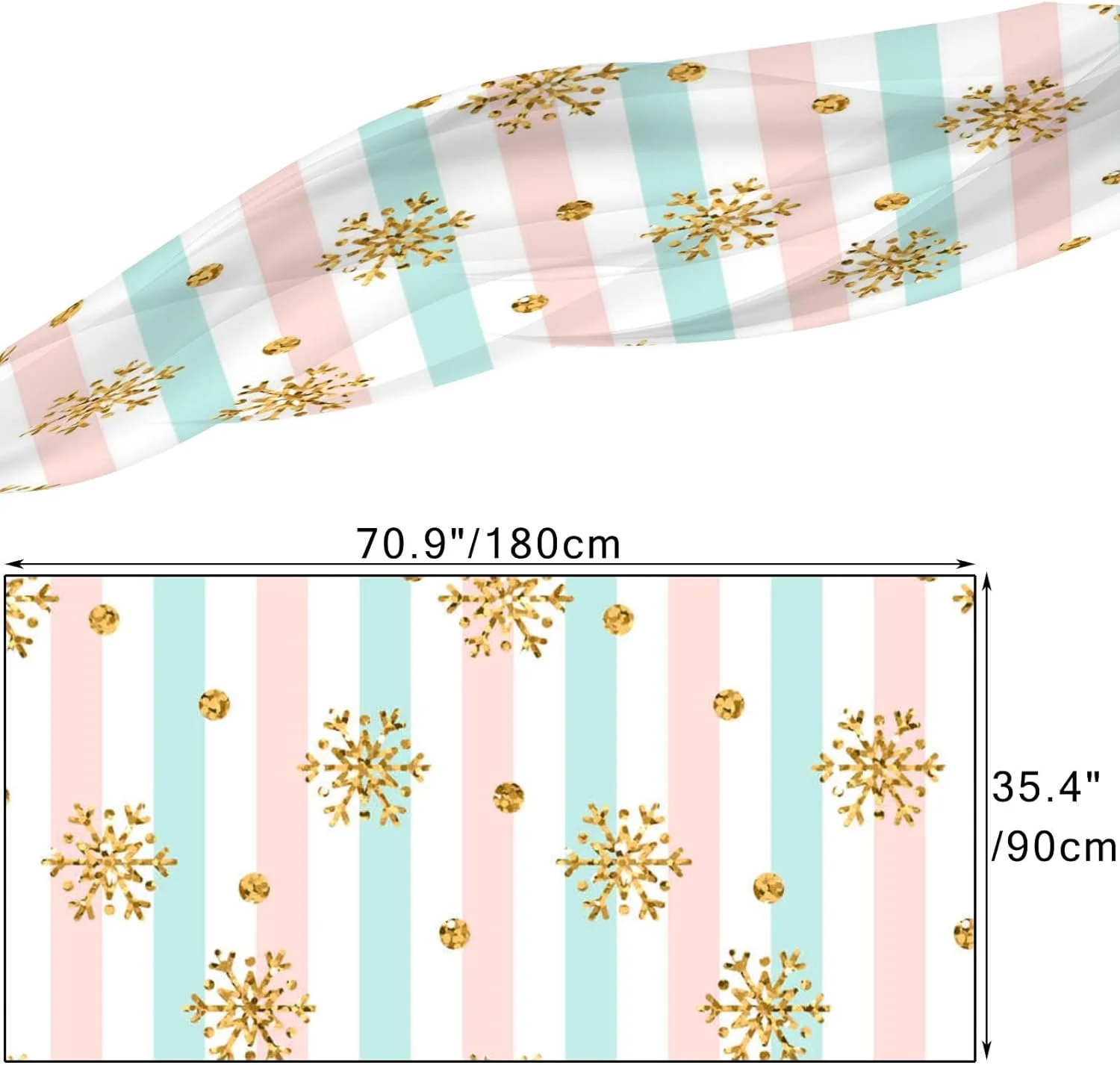 Hyjoy Christmas Gold Snowflake on Lines Long Silk Neck Scarf Lightweight Shawl Wrap Scarves for Women Girls