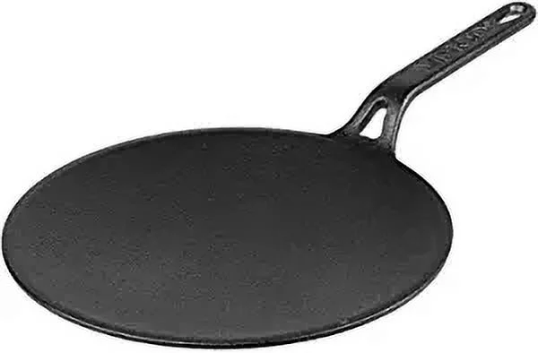 Vinod Legacy Pre-Seasoned Cast Iron Crepe Pan, Dosa Pan, Cookware for Indoor & Outdoor Use - Flat Skillet Tawa Griddle,Chapati Roti Dosa Tawa Tava 26cm with Stay-Cool Handle, Induction Compatible