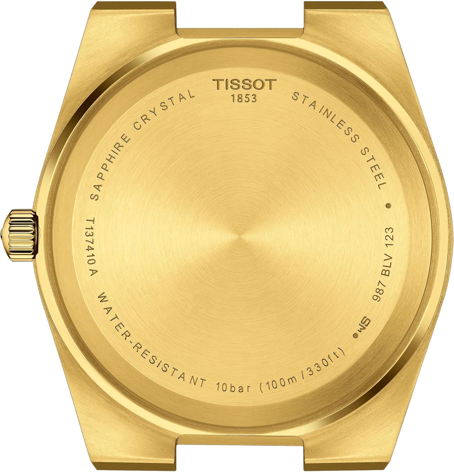 Tissot Mens PRX 316L Stainless Steel case with Yellow Gold PVD Coating Quartz Watch, Yellow, Stainless Steel, 12 (T1374103302100)