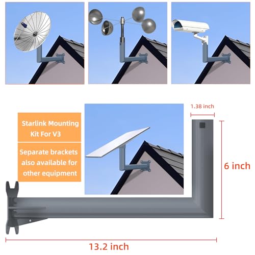 Starlink Gen 3 Mount, Starlink Roof Mount Compatible with V3 Starlink Standard Dish, Starlink Long Wall Mount Pipe Adapter, Starlink Mounting Kit, Starlink Pole Mount (Roof Mount)