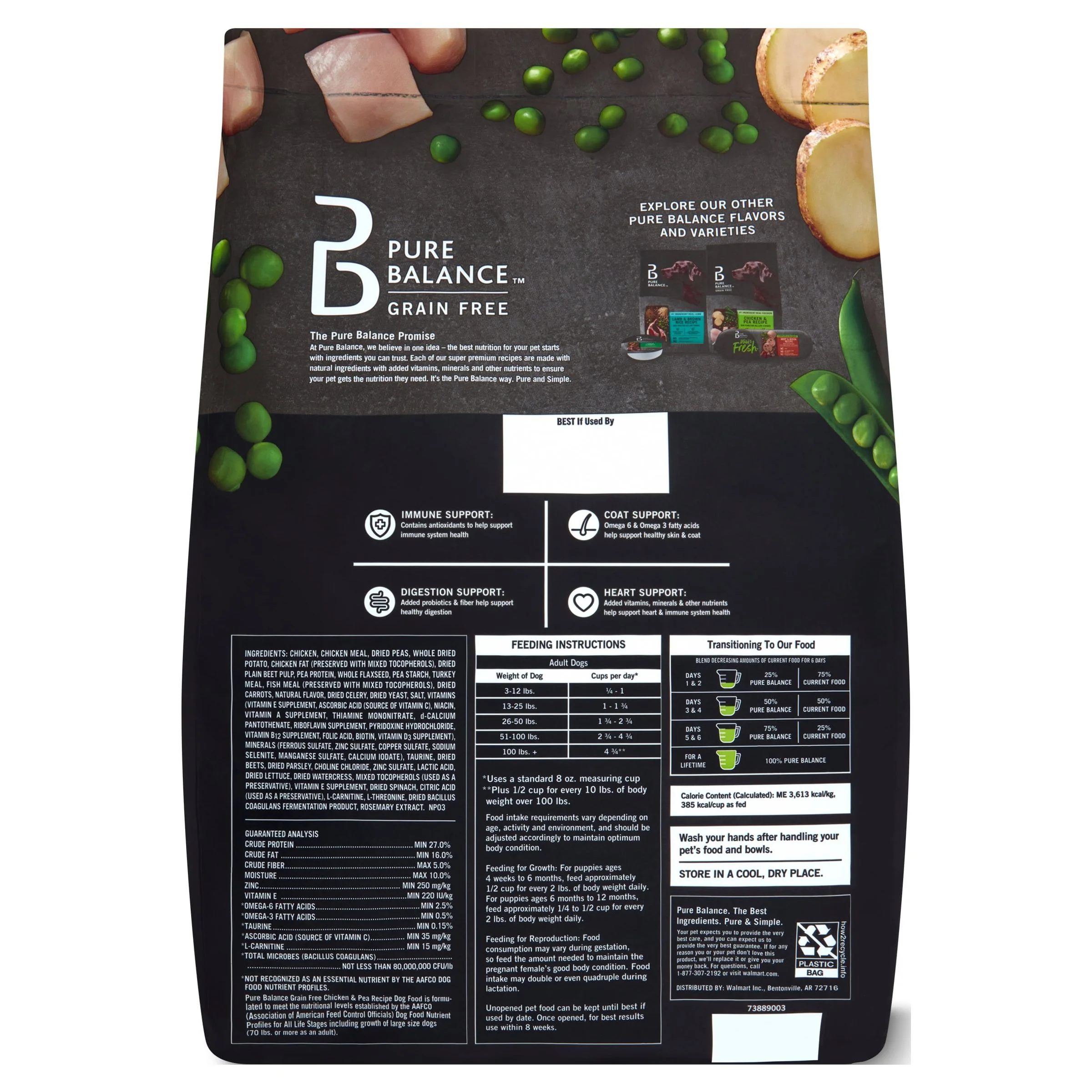 Pure Balance Chicken & Pea Recipe Dry Dog Food, Grain-Free, 11 lbs