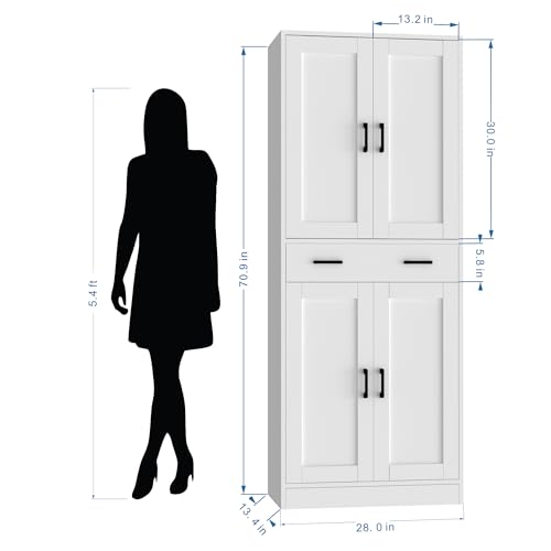 White Kitchen Pantry Cabinet, 71