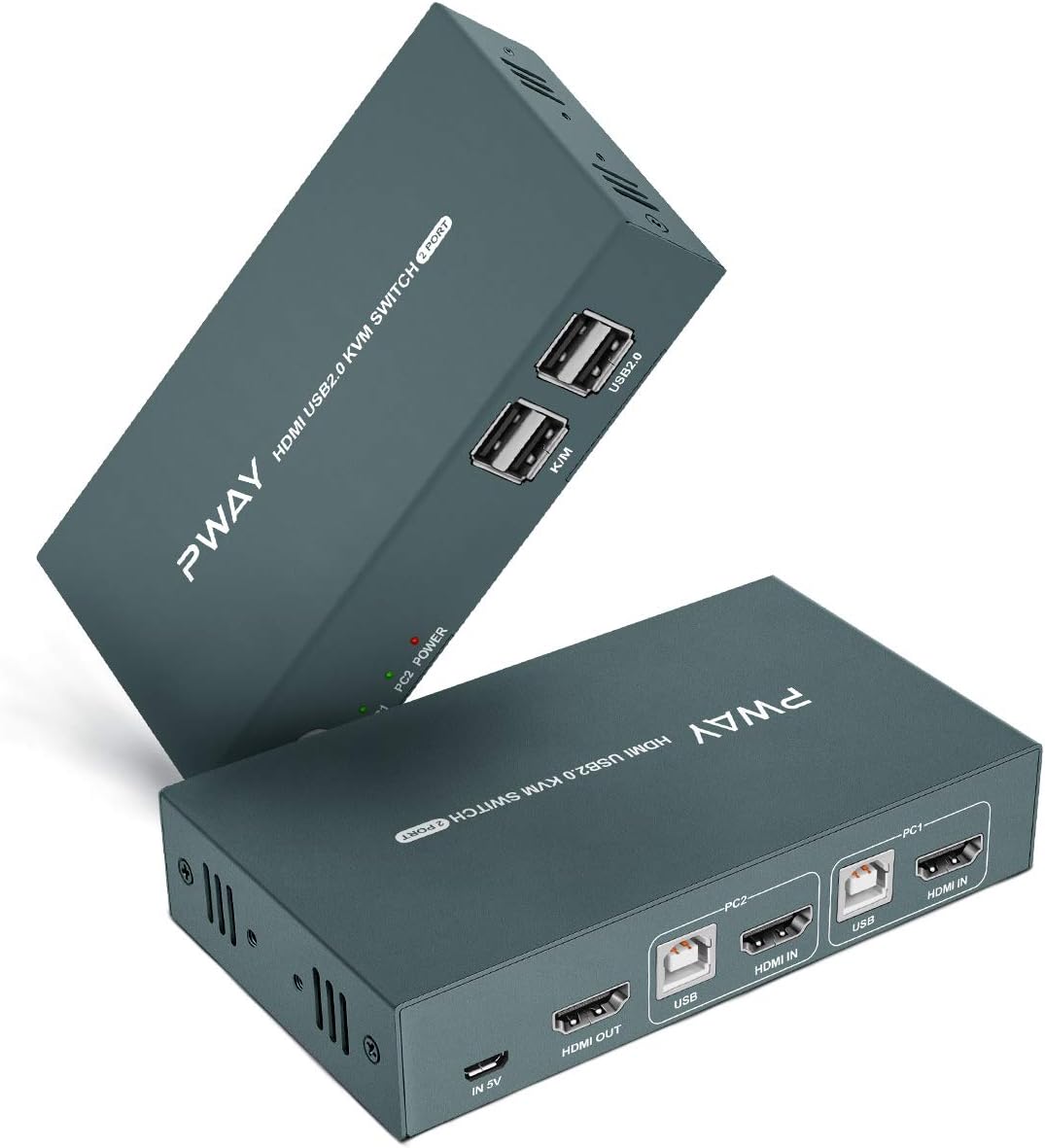 KVM Switch HDMI 2 Port, Ultra HD 4K@30Hz, USB2.0 Hub Supported, Wireless Keyboard Mouse and Hotkey Switch, with 2 HDMI and 2 USB Cables