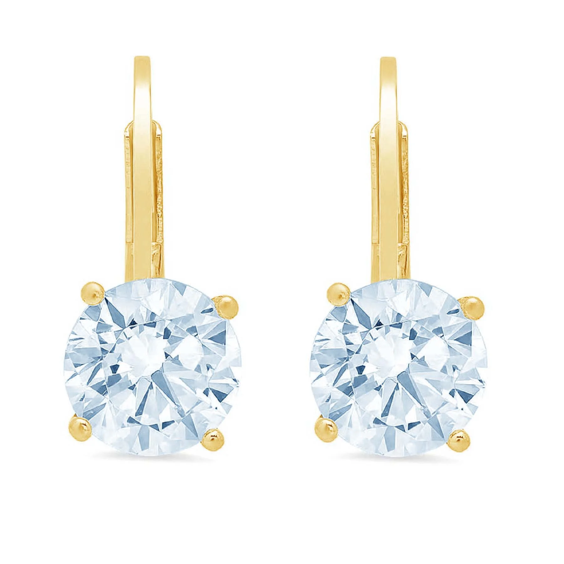 Clara Pucci 3 ct Brilliant Round Cut Drop Dangle VVS1 Genuine Conflict free Blue Natural Swiss Blue Topaz Real Stamped Solid 18K Yellow Gold Earrings Lever Back
