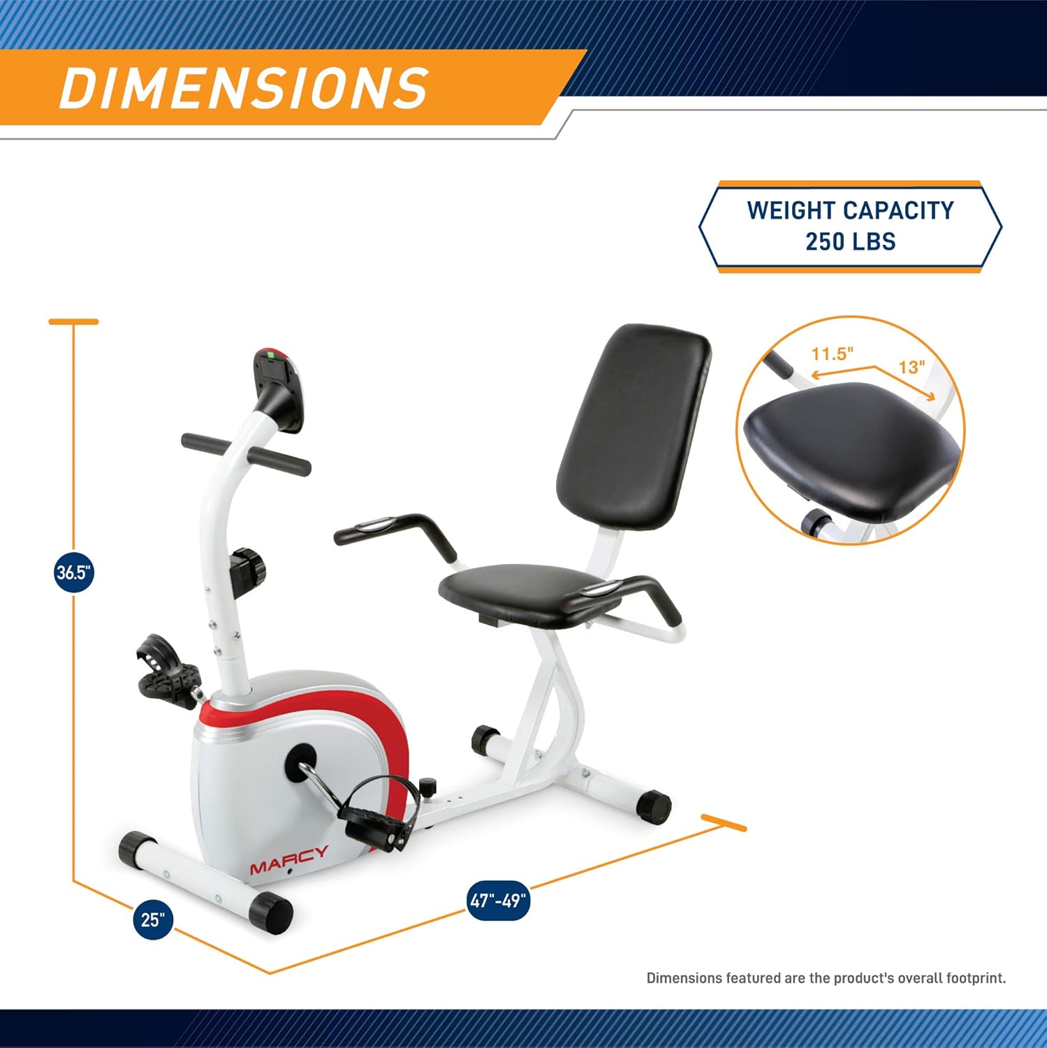 Marcy Recumbent Exercise Bike with Magnetic Resistance and Pulse Sensor NS-908R