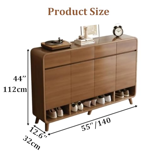 Shoe Cabinet with Drawers and Doors, Wooden Shoe Storage Cabinet with Adjustable Shelves, 5 Tier Shoes Rack Retro Shoe Organizer for Entryway, Hallway, Doorway, Living Room, Bedroom(55