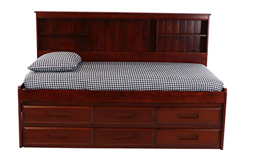 Discovery World Furniture Twin Bookcase Day Bed with 6 Drawers in Merlot Finish