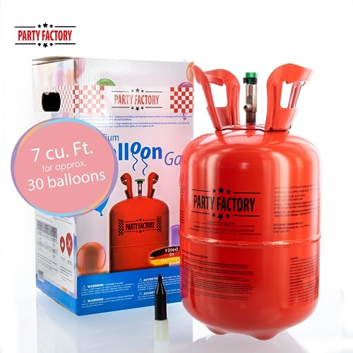 Party Factory Helium Tank for up to 50 Latex Balloons, Helium Cylinder 14.1 cu. ft. Gas with filling quantity for Balloons, Ideal for Birthday Party, Wedding
